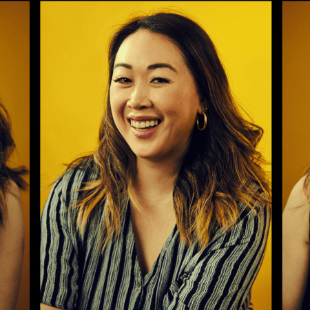 Three headshots of Yola Jean Lu from yolalucomedy.com