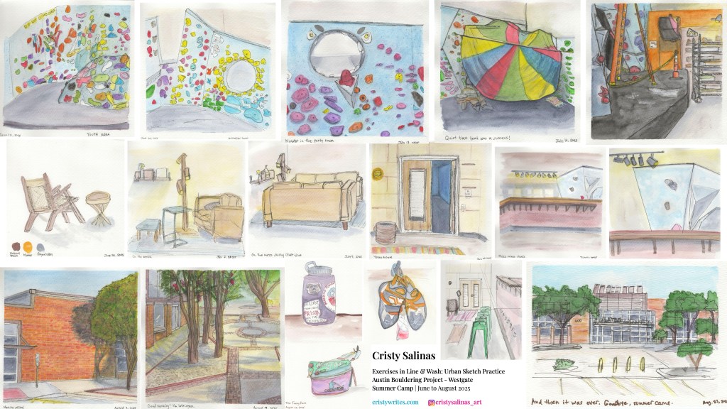 Featured photo for post with 18 ink and ink wash illustrations by artist Cristy Salinas